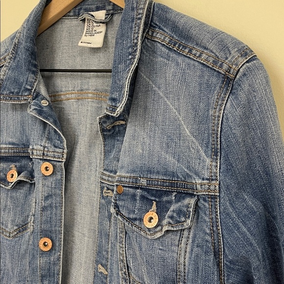 &Denim by H&M Women’s Denim Jacket Medium Wash Size 12 99% Cotton - Picture 2 of 7